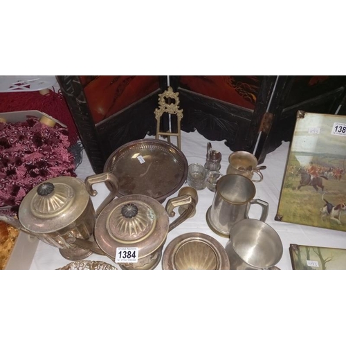 1384 - A quantity of silver plate including tea and coffee pots etc