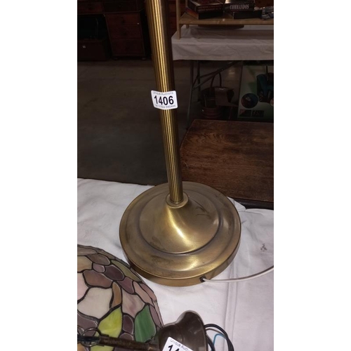 1406 - A brushed antiqued brass floor standing standard lamp COLLECT ONLY