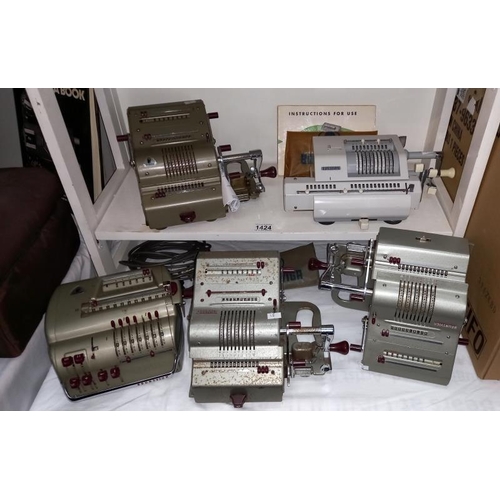 1424 - 5 vintage Brunsviga calculator adding machines including 13rm, 13pk, 11e etc COLLECT ONLY