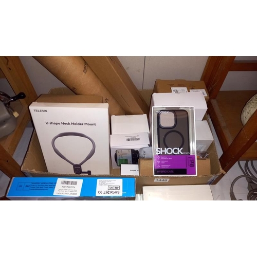 1446 - A quantity of 'new' boxed items, including Smart keyboard, Snugg iPad (keyboard only) many phone acc... 