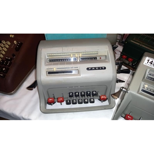 1457 - 3 vintage Facit calculator adding machines including C1-13 and a Precisa COLLECT ONLY