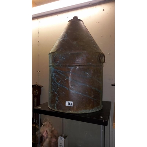 1458 - A large early 20c conical brass churn COLLECT ONLY