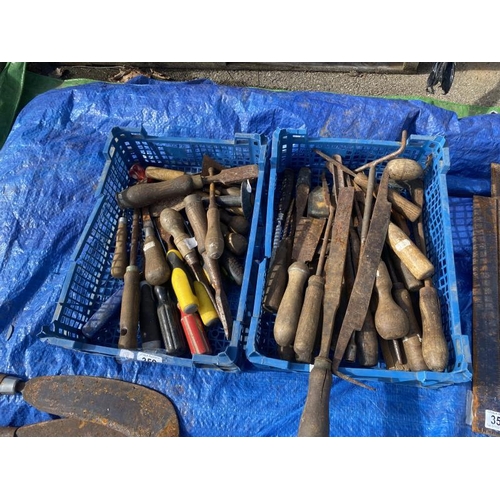 359 - 2 crates of tools mainly chisels