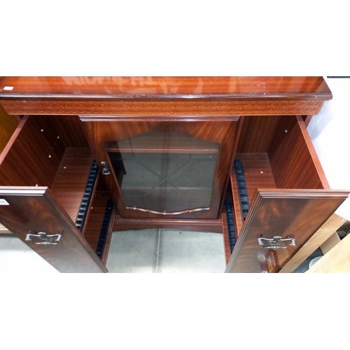 1488 - A dark wood stained TV video music cabinet, 91cm x 43cm x 82cm, COLLECT ONLY