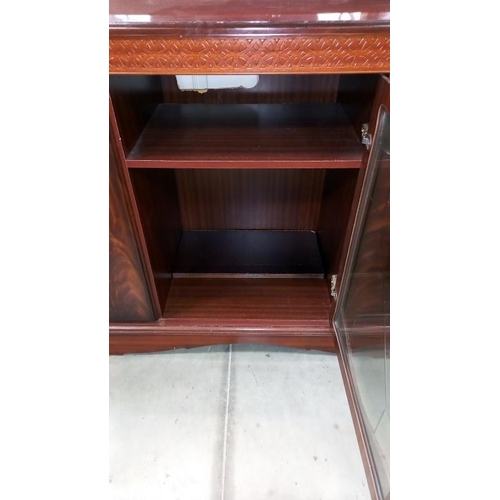 1488 - A dark wood stained TV video music cabinet, 91cm x 43cm x 82cm, COLLECT ONLY