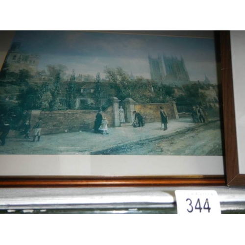 344 - A Shelf of pictures featuring Lincoln cathedral. COLLECT ONLY.