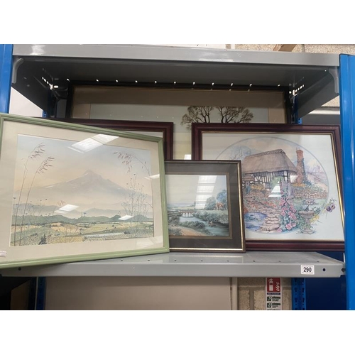 290 - Five framed and glazed prints and pictures