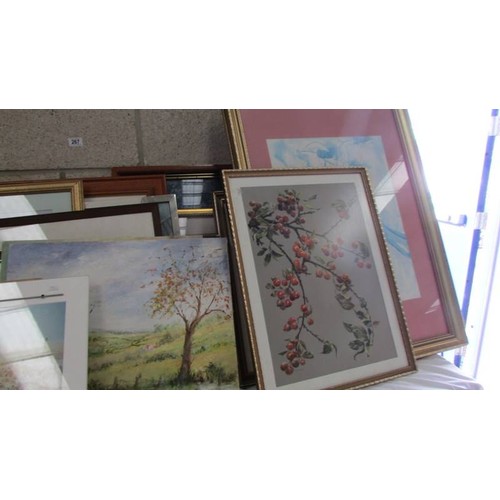 267 - A large collection of prints, watercolours and oil paintings (approx 36)