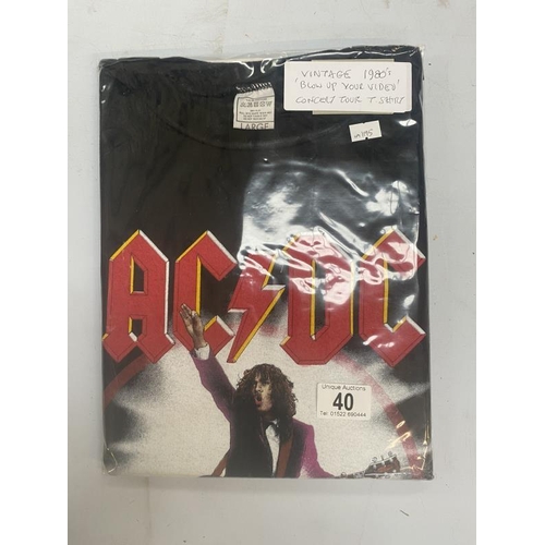 40 - Two vintage originnal AC DC tour shirts - Blow Up Your Video and Money Talks  - AC/DC