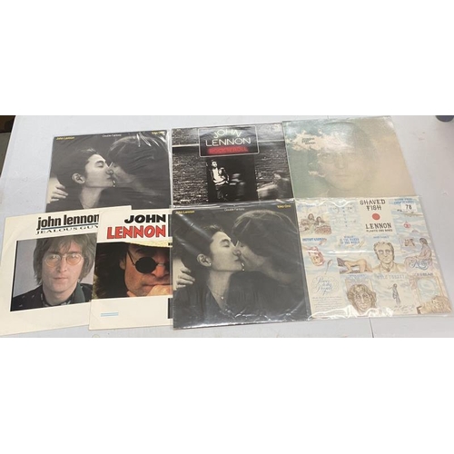 78 - John Lennon LPs plus 12 inch singles - 4 LPs, 3 12 inch singles includes Shaved Fish in excellent co... 