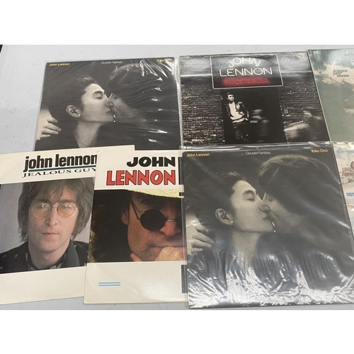 78 - John Lennon LPs plus 12 inch singles - 4 LPs, 3 12 inch singles includes Shaved Fish in excellent co... 