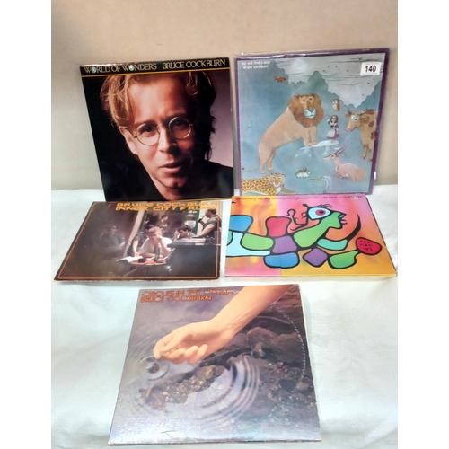 140 - 5 Bruce Cockburn LPs excellent condition