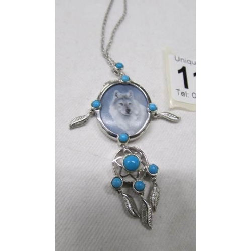 1108 - A silver 'Dream Catcher' pendant on silver chain, 11.8 grams.