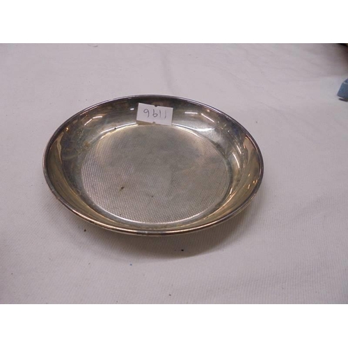 1114 - A silver topped scent bottle, silver pin tray, silver napkin ring, silver book mark and an a/f pill ... 