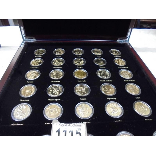 1115 - A cased set of 50 state quarters 'The Official Quarter Dollars of the USA'. with certificates.