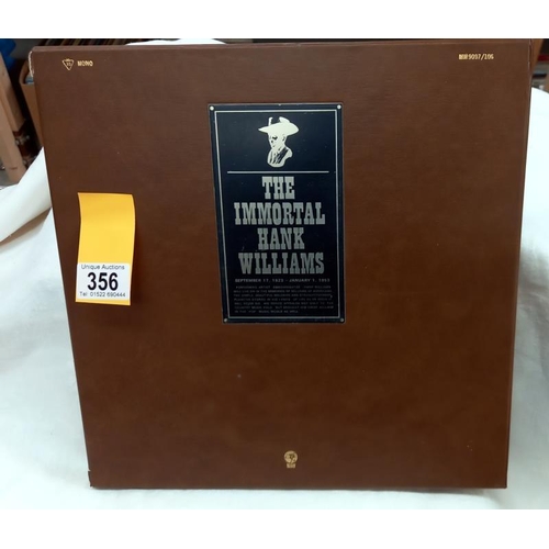 356 - Hank WIlliams LPs in box with booklet, The Immortal Hank WIlliams