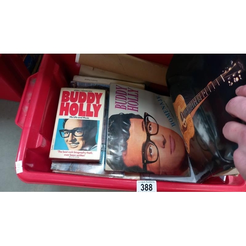 388 - A mixed selection of books including Buddy Holly etc.