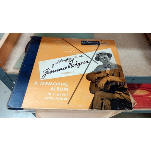 453 - Jimmie Rodgers Memorial LP Vol 1+2 78's with cases and others