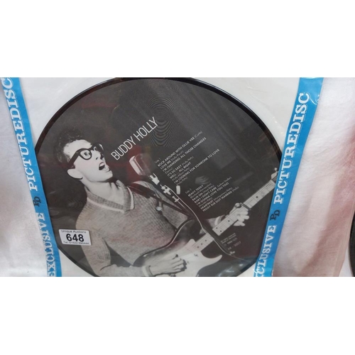 648 - Four Buddy Holly picture disc LP's.