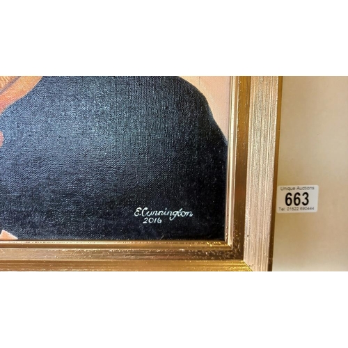 663 - A painting of George Michael in frame