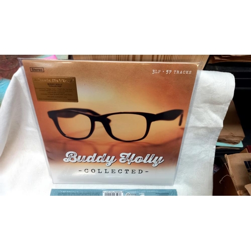 703 - 3 x Buddy Holly LP's Rave on and on, collected 3 set LP's + Buddy. Unplayed