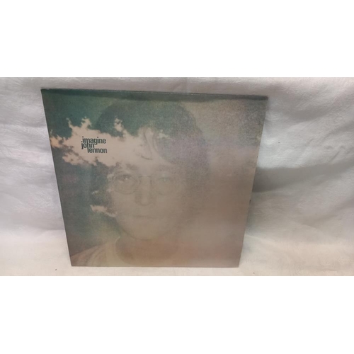 760 - 4 noteworthy John Lennon LPs, Imagine with Poster walls + bridges with booklet. Plasticono band with... 