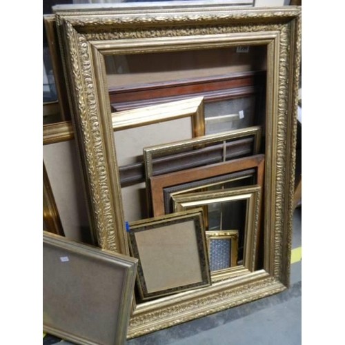 1350 - A good lot of gilt and wooden picture frames, some with glass some without glass, COLLECT ONLY.