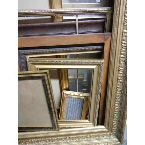 1350 - A good lot of gilt and wooden picture frames, some with glass some without glass, COLLECT ONLY.