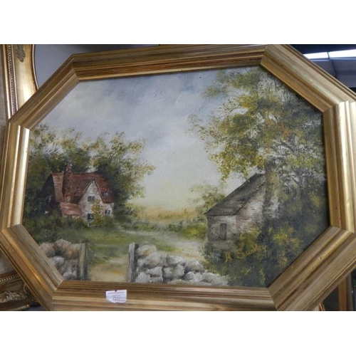 1351 - Two gilt framed 20th century oil on canvas rural scenes, COLLECT ONLY.