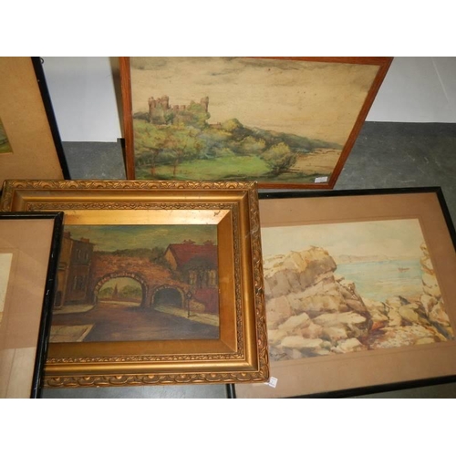 1362 - Five good mid 20th century oils and watercolours, COLLECT ONLY.