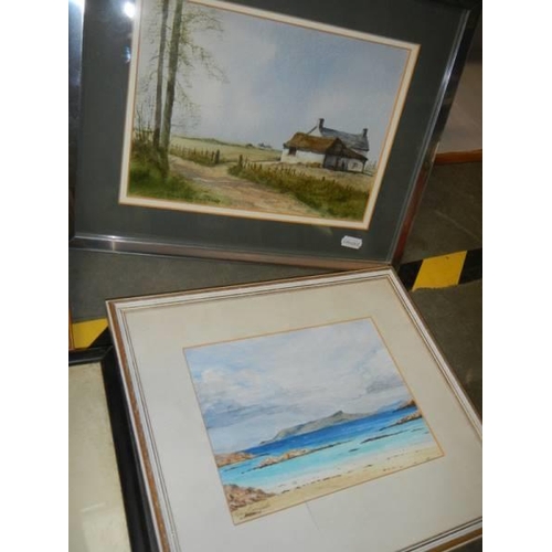 1369 - Five good framed and glazed watercolours, COLLECT ONLY.