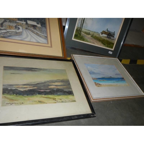 1369 - Five good framed and glazed watercolours, COLLECT ONLY.