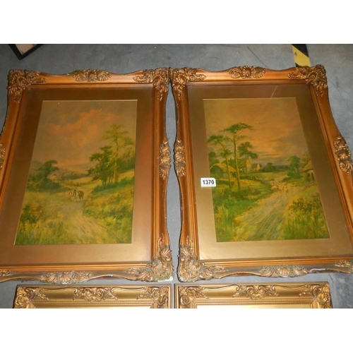 1370 - A pair of gilt framed and glazed rural scenes and a pair of framed and glazed street scenes, COLLECT... 