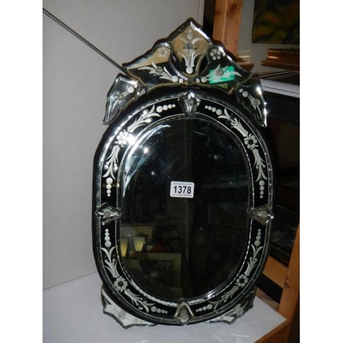 1378 - A late 20th century Italian style dressing table mirror with bevelled edges. COLLECT ONLY.