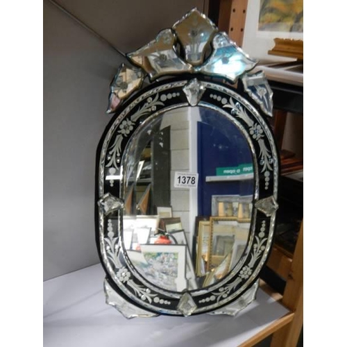 1378 - A late 20th century Italian style dressing table mirror with bevelled edges. COLLECT ONLY.