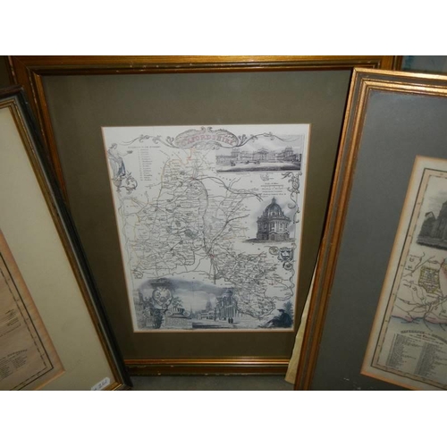 1390 - Three framed and glazed mid 20th century maps. COLLECT ONLY.