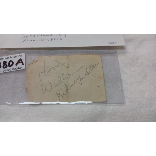 380A - A Hank Williams autograph