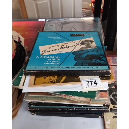 774 - Large quantity of Jimmie Rodgers memorial boxsets 45s, Reissued and others