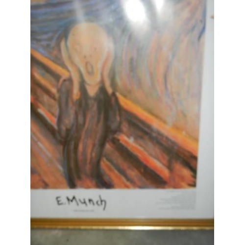 1412 - A framed and glazed print of The Scream by E Munch, COLLECT ONLY.