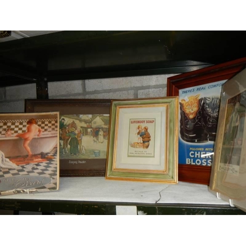 1413 - A quantity of framed advertisements including Pear's, Lifebouy, Cherry Blossom etc., COLLECT ONLY.