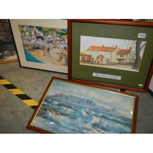 1419 - A quantity of framed and glazed rural scenes etc., COLLECT ONLY,