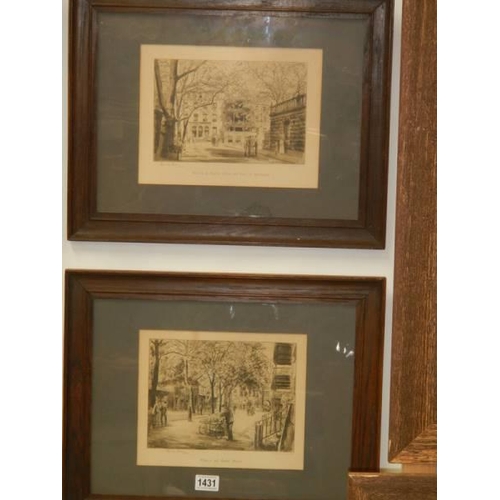 1431 - A set of four framed and glazed engravings. COLLECT ONLY.