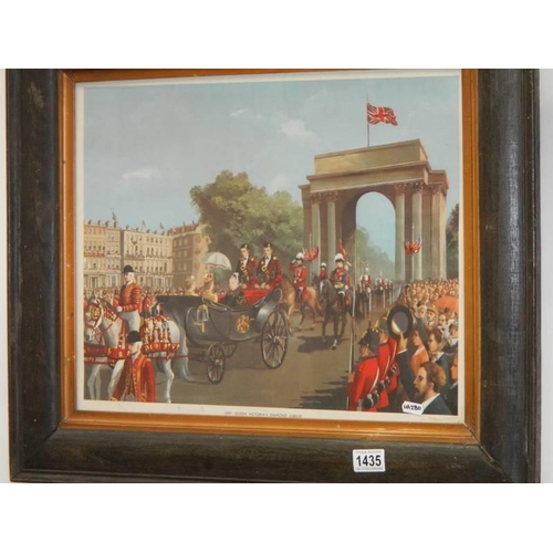 1435 - A framed and glazed print featuring a parade scene, COLLECT ONLY.