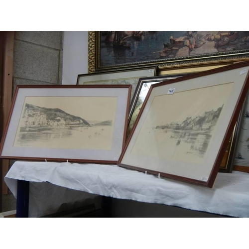 1438 - A pair of framed and glazed pencil drawings signed Claire Davies. COLLECT ONLY.