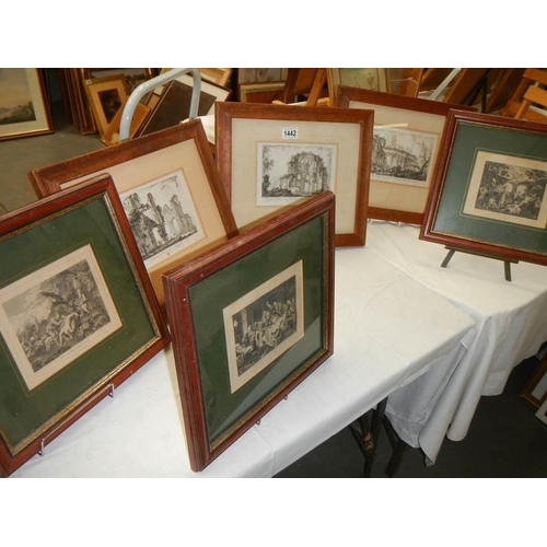 1442 - Six early Victorian framed and glazed engravings, COLLECT ONLY.