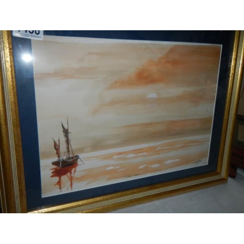 1458 - Two framed and glazed watercolour seascapes, COLLECT ONLY.