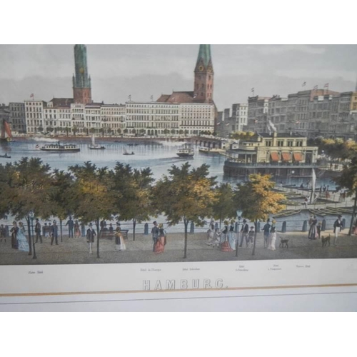 1476 - A framed and glazed print of Hamburg, COLLECT ONLY.