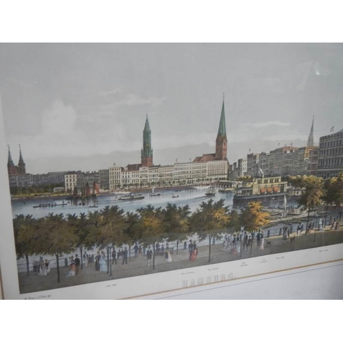 1476 - A framed and glazed print of Hamburg, COLLECT ONLY.