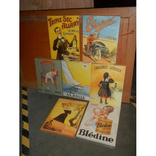 1483 - Seven good late 20th century advertising prints on canvas, COLLECT ONLY.