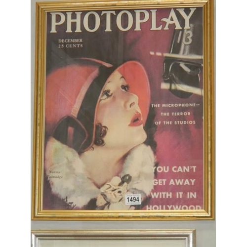 1494 - A framed and glazed Photoplay poster, COLLECT ONLY.